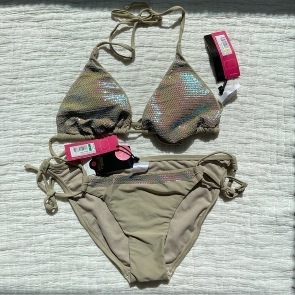 Sports Illustrated x Target Xhilaration shimmering beige sequin top S & bottom M